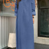 Button-Up Lapel Denim Dress for Spring & Autumn