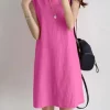 Chic O-neck Sleeveless Cotton Dress