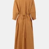 Spring Chic: Women's Orange Button Knotted Dress