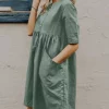 Short Sleeve Casual Cotton Midi Summer Dress