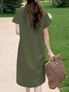 Lapel Neck Midi Dress for Leisure