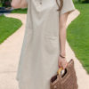 Lapel Neck Midi Dress for Leisure