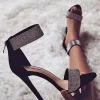 Rhinestone-Adorned Ankle Strap High Heel Sandals