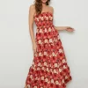 Floral Charm with Off-Shoulder Sleeveless Midi Dresses