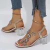 Open Toe Heels with Radiant Rhinestone Patchwork