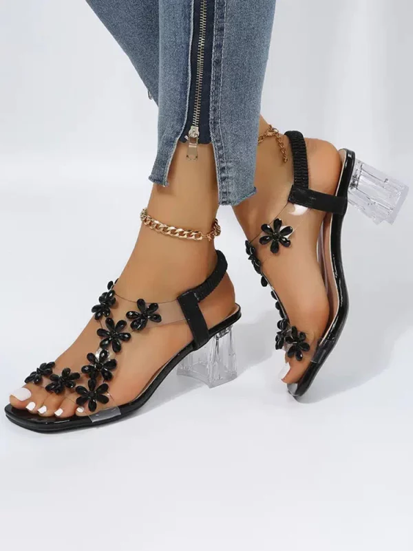 Open Toe Heels with Radiant Rhinestone Patchwork