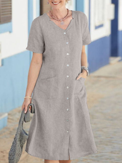 Trendy Dress with Short Sleeves and Double Pockets for Women