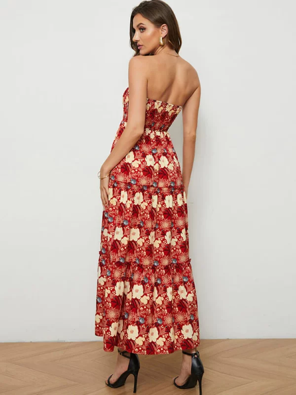 Floral Charm with Off-Shoulder Sleeveless Midi Dresses