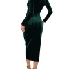 Velvet Vogue in V Neck Ruched Midi Glam Dresses