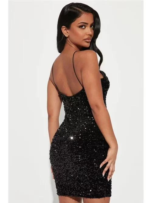 Sequin Backless Mini Dress: Dazzle with Cut-Out Detail