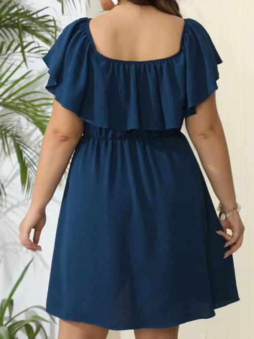 Ruffled Off-Shoulder Mini Dress for Curvy Elegance