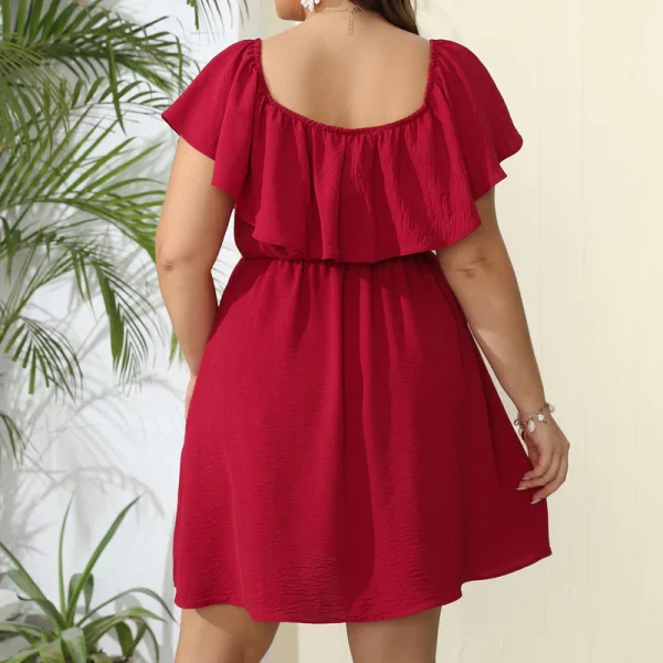 Ruffled Off-Shoulder Mini Dress for Curvy Elegance