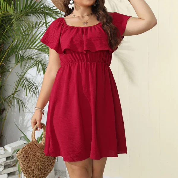 Ruffled Off-Shoulder Mini Dress for Curvy Elegance