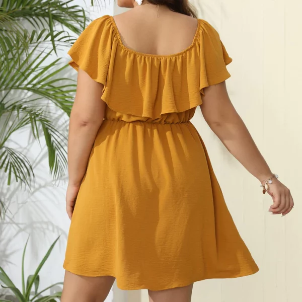 Ruffled Off-Shoulder Mini Dress for Curvy Elegance