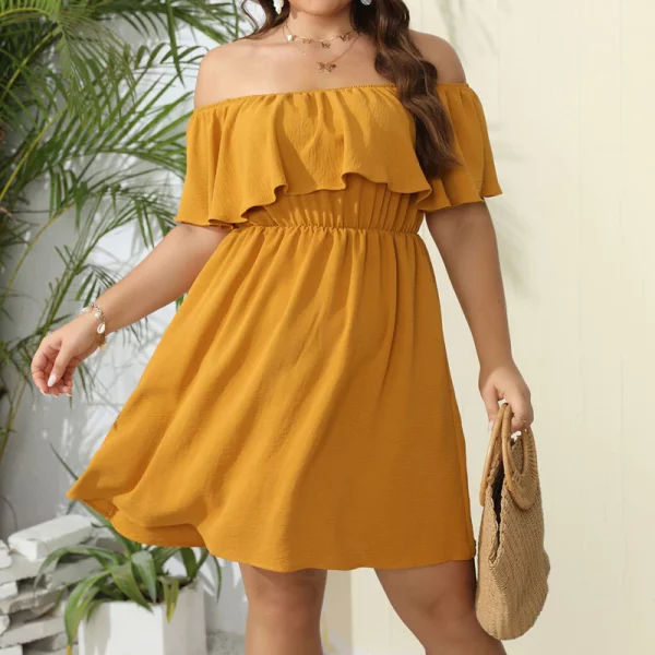 Ruffled Off-Shoulder Mini Dress for Curvy Elegance