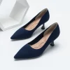 Pointed-Toe Low Heel Knit Pumps for Stylish Comfort