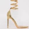 Serpent Charm High Heel Sandals with Metal Rings