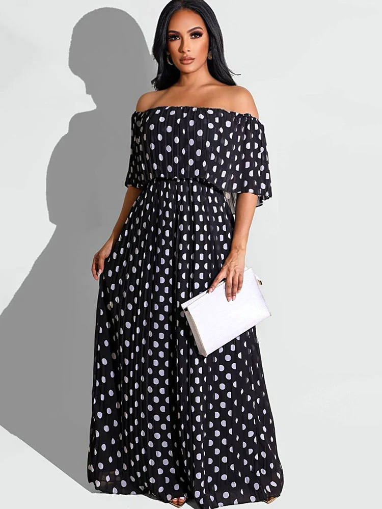 Long Sleeves Off Shoulder Midi Dress:​