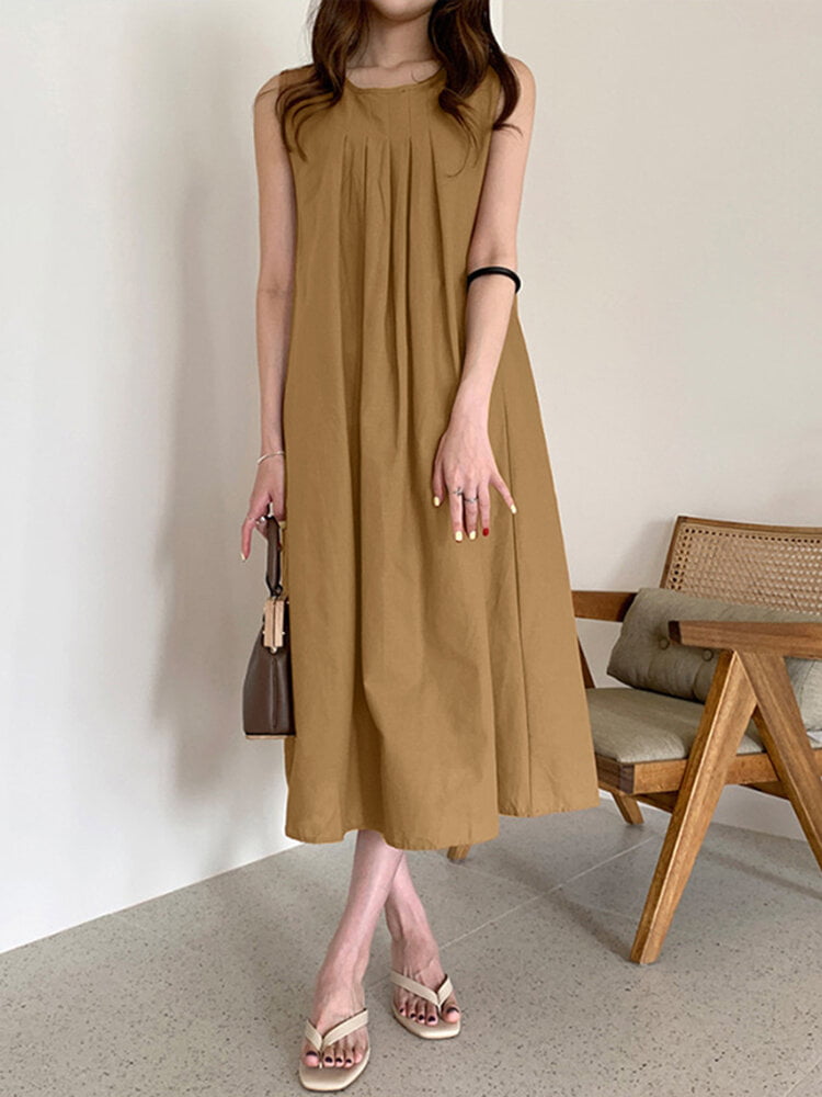 Women's O-neck Sleeveless Casual Dress