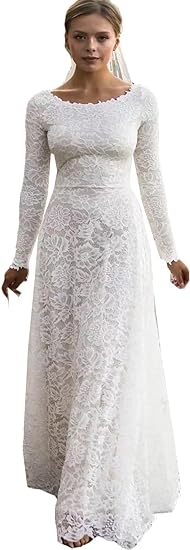 Lace Sleeves Vintage Wedding Dress